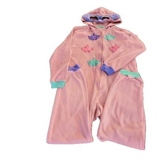 Cat & Jack One Piece Hooded Pajama Mask Sleepwear Pink Fleece Large 10-12 - Picture 2 of 11